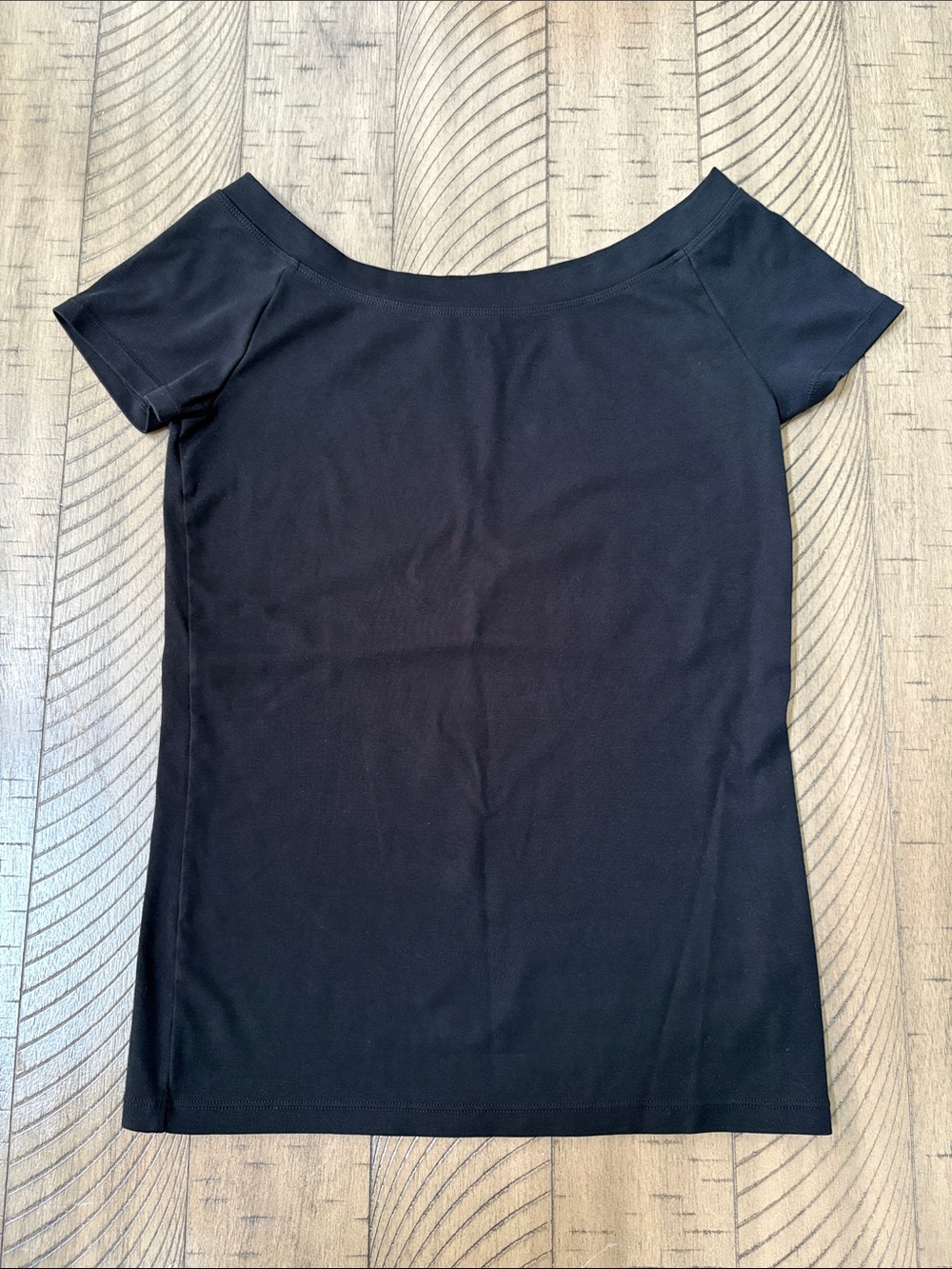 Lauren Ralph Lauren Black Off-Shoulder Short Sleeve Top